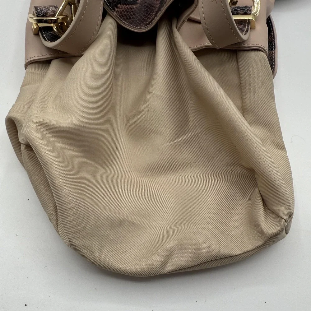 Alessandro Mari Bucket Bag Womens Pink Brown‎ Snakeskin Leather Made Italy Purse